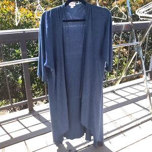 LuLaRoe Shirley Kimono Duster Cardigan Sweater Blue heathered color
